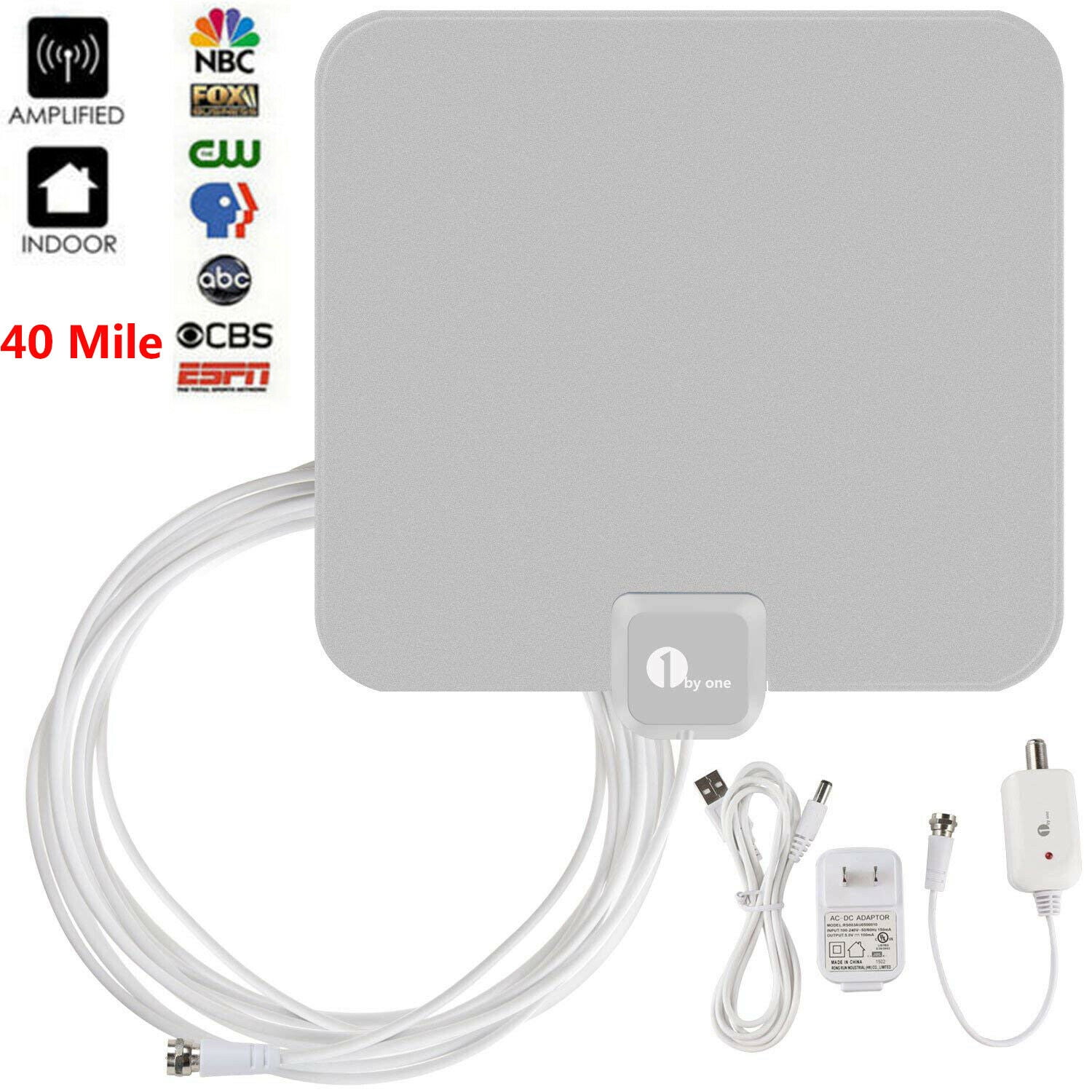 1byone Indoor 1080P 4K HDTV Antenna Digital Amplified 60 Miles Long