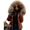 thumbnail image 6 of Glonme Women Outwear Long Sleeve Thickened Jacket Hooded Coat Holiday Plush Puffer Fluffy Hoodies Orange 2XL, 6 of 7