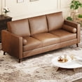 thumbnail image 6 of COZONY 81" Mid-Century Modern 3-Seater Faux Leather Sofa with Deep Seats, Stain-Resistant PU for Living Room, Apartment, Office,Brown, 6 of 9
