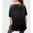 thumbnail image 3 of SWSMCLT Women's Soft Shirt T Shirt Workout Short Sleeve Side Split See Through Summer High Low Tshirt Running Fashion Black 6, 3 of 4