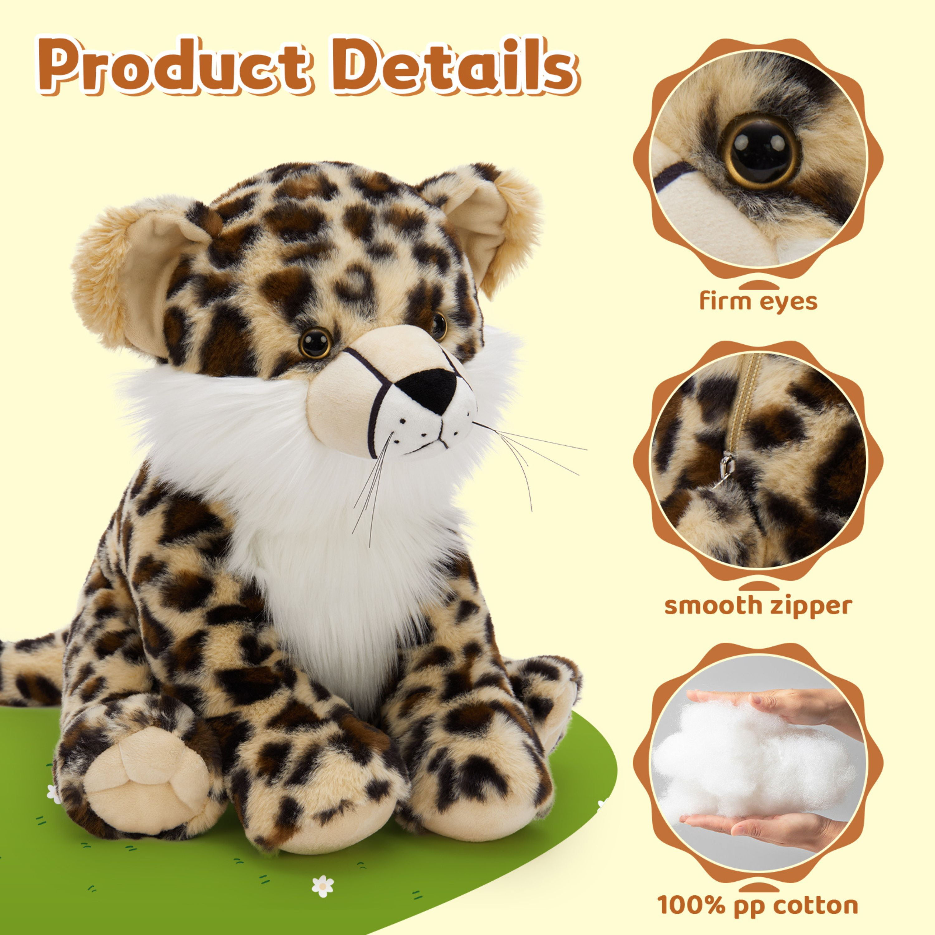 Muiteiur 5Pcs Cheetah Stuffed Animal 14.2'' Giant Cheetah Plush Toy With 4 Babies Inside