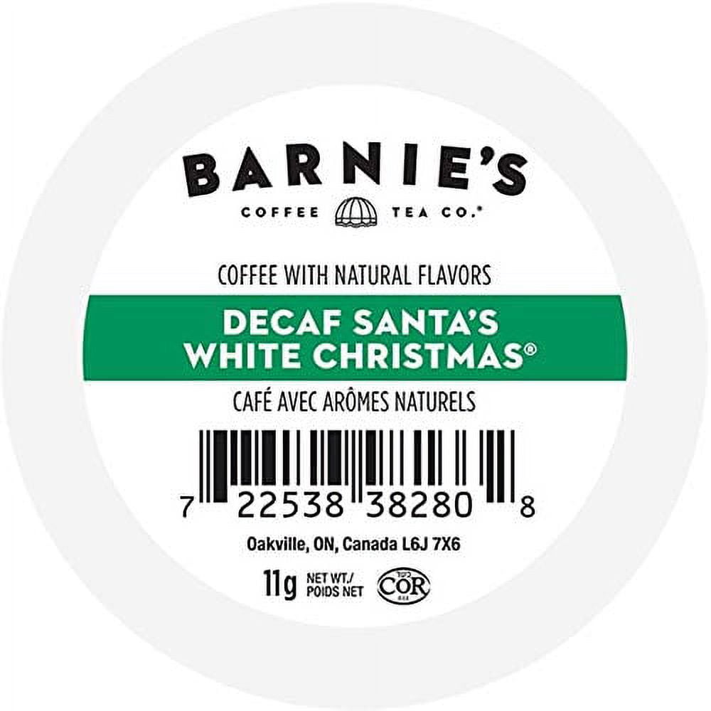 Barnie's Coffee & Tea Co. Santa's White Christmas Decaf Single Serve Coffee Cups, Coconut Caramel & Vanilla, Medium Roast Pods Compatible with Keurig Brewers, 24 Count per Box, 2 Boxes
