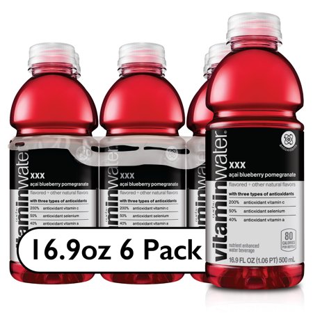 vitaminwater xxx, electrolyte enhanced water w/ vitamins, aÃ§ai-blueberry-pomegranate drinks, 16.9 fl oz, 6 Pack