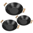 thumbnail image 6 of Masteelf Black Metal Cooking Pot Set with Wooden Handles, Thickened Dry Pots for Home Kitchen Use, 3 Pieces, 6 of 8