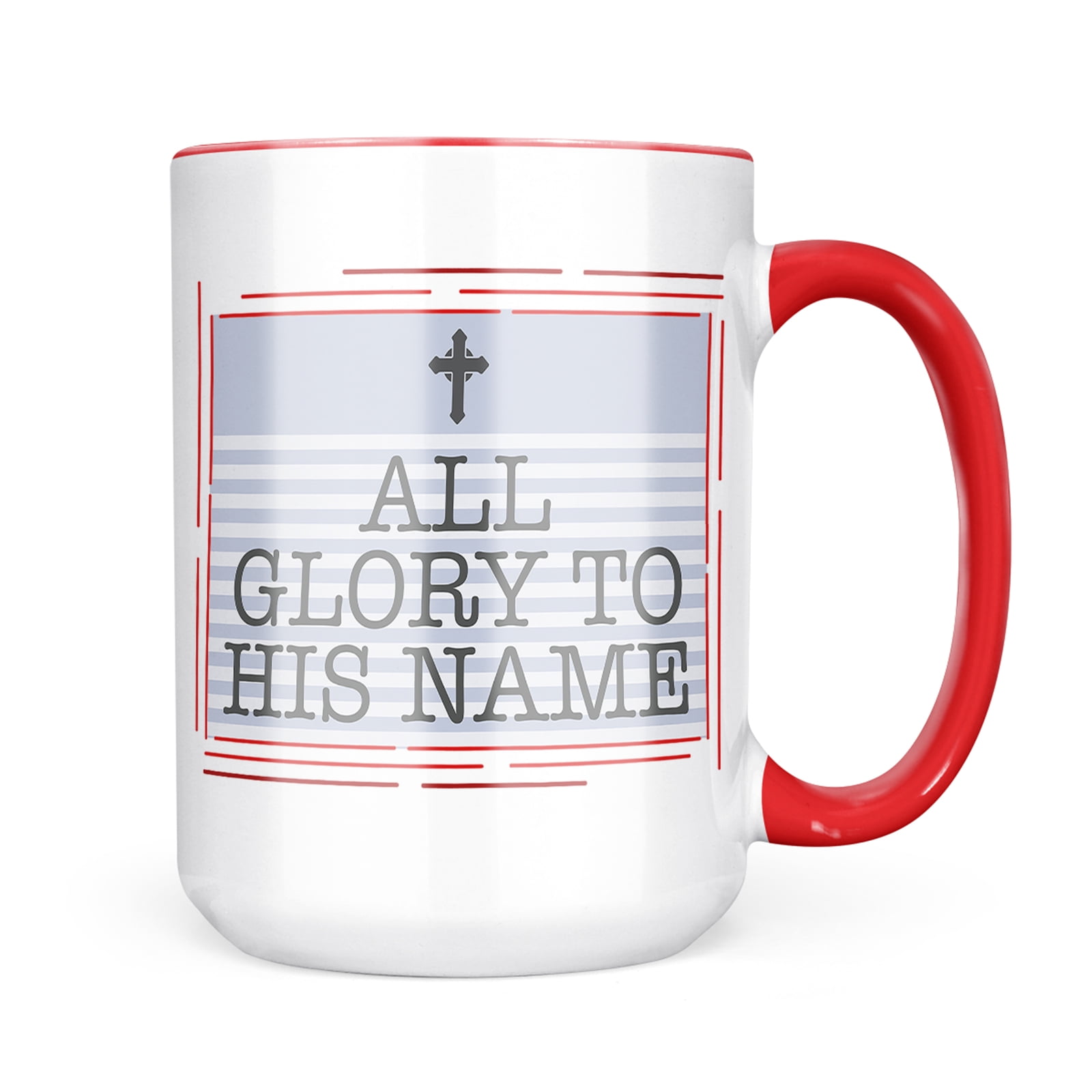 Neonblond All Glory to his Name Religious Easter Cross Blue Mug gift for Coffee Tea lovers