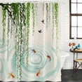 thumbnail image 2 of Spring Green Leaves Shower Curtain, Waterproof Shower Curtains for Bathroom, Japanese Koi Fish Birds Vintage Washable Fabric Bathtub Curtain Set Bath Decor with 12 Hooks Extra Long 72"x96", 2 of 8