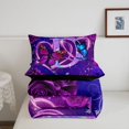 thumbnail image 5 of meiyoeat Colorful Neon Monogram D Full Size Comforter Sets,Purple Flower Initial Print Bedding Comforter Set For Girl,Black Reversible,3 Pieces,1 Comforter and 2 Pillowcases, 5 of 7