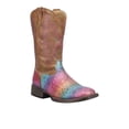 thumbnail image 2 of Roper Girls Rainbow Glitter Square Toe Cowboy   Mid Calf Boots, 2 of 5
