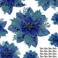 thumbnail image 3 of Flores navideñas con purpurina plateada, adornos de flores artificiales para árbol de Navidad plateado, decoración navideña para el hogar, fiesta de Año Nuevo, 3 of 5