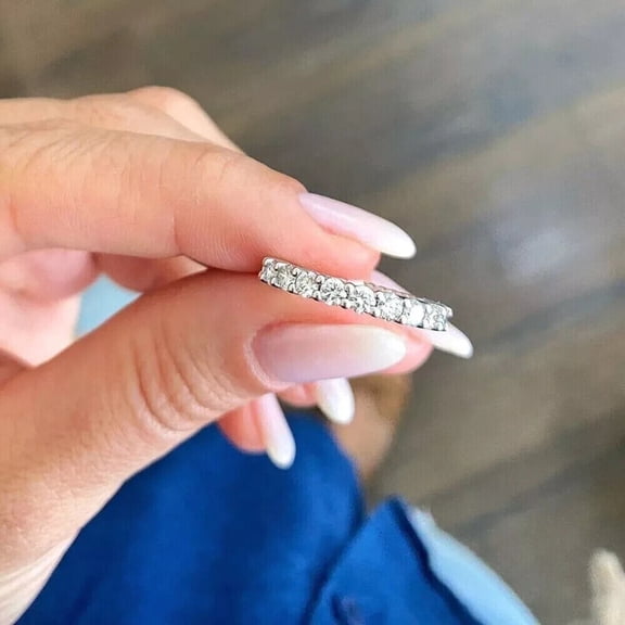 14k White Gold Eternity Band 1 Carat Round Cut Lab Grown Diamond Engagement Ring