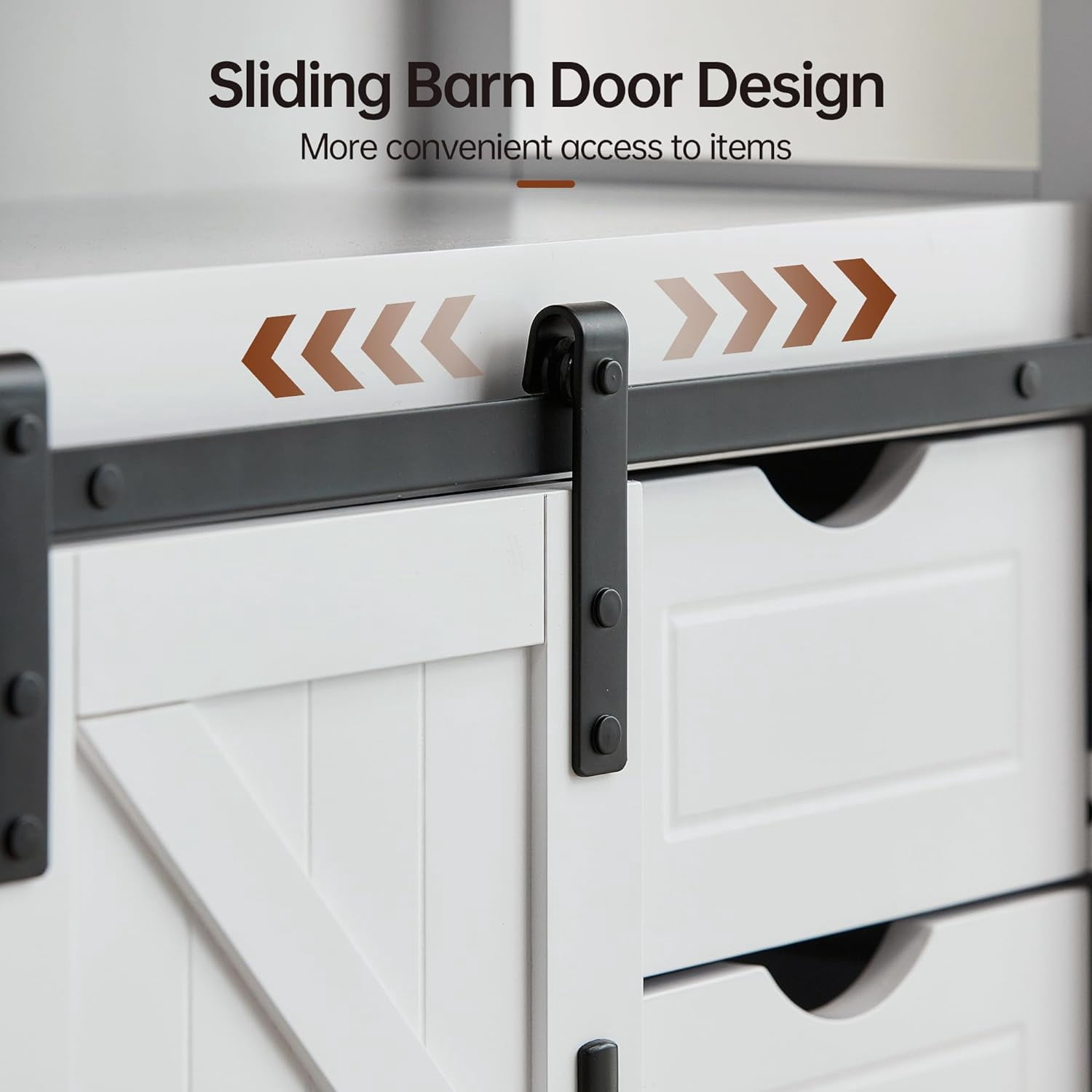 JINSEED Bathroom Floor Cabinet,Farmhouse Storage Cabinet w/ Sliding Barn Door&Storage Drawers,White
