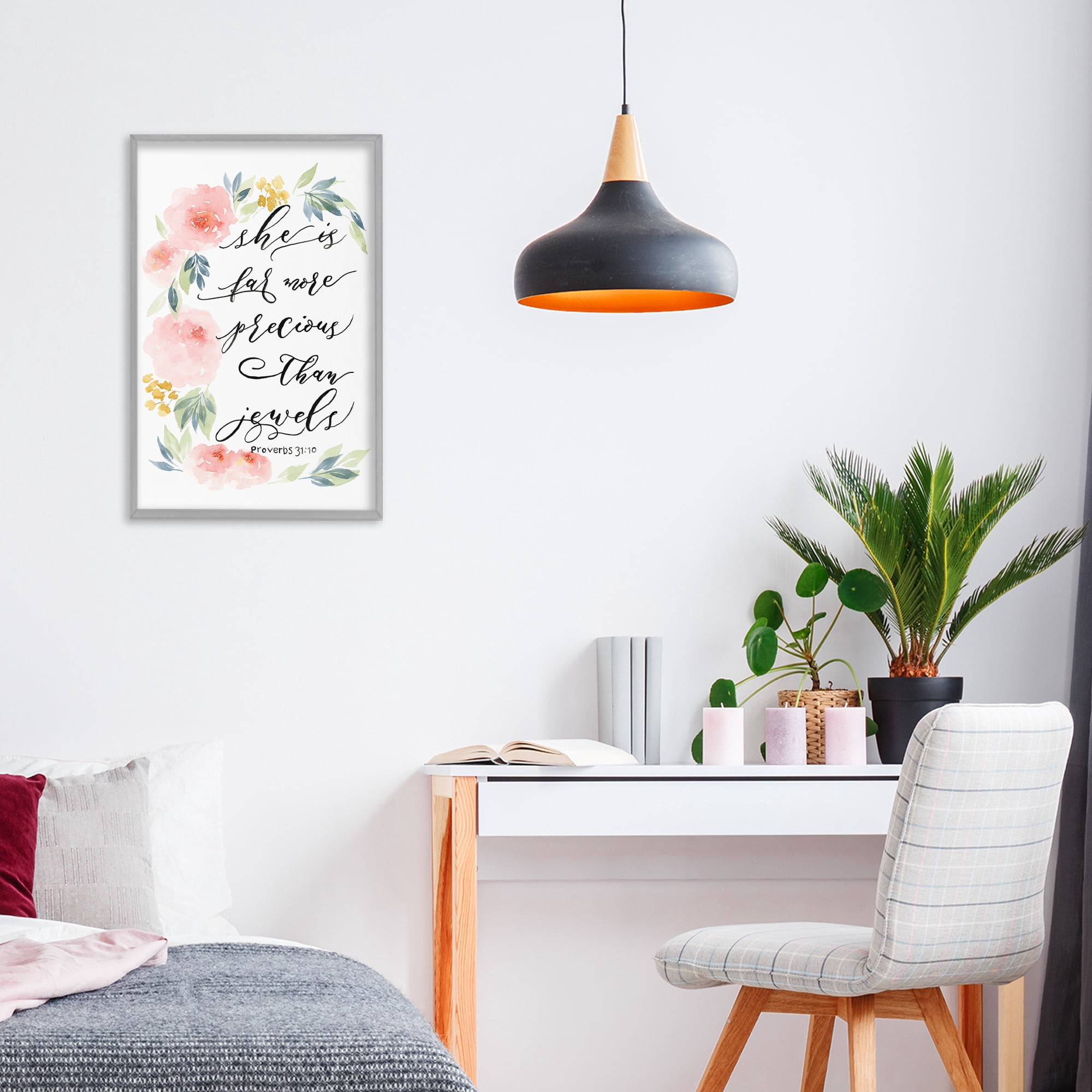 Stupell Industries Far More Precious Than Jewels Gray Framed Giclee Art, design by Lucille Price