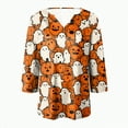 thumbnail image 4 of Towmus Halloween V Neck 3/4 Length Sleeve Womens Tops Travel Oversized Dressy Casual Pumpkin T-Shirts Ladies Clothes for Loose, 4 of 5