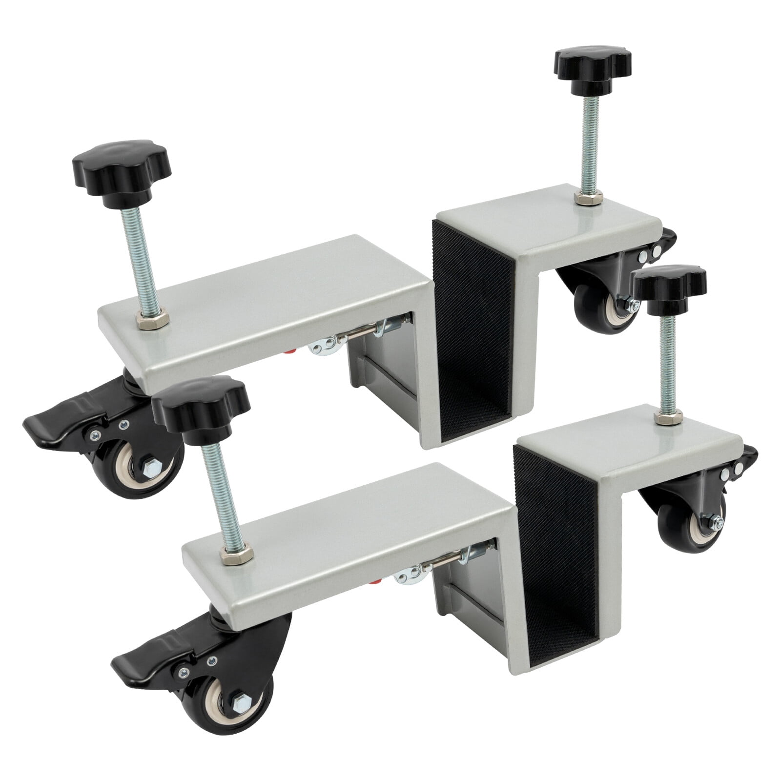 Silver 1000lbs Door Lifter Dolly 2-Pack 1.375–1.75" Doors w/ Brake Wheels