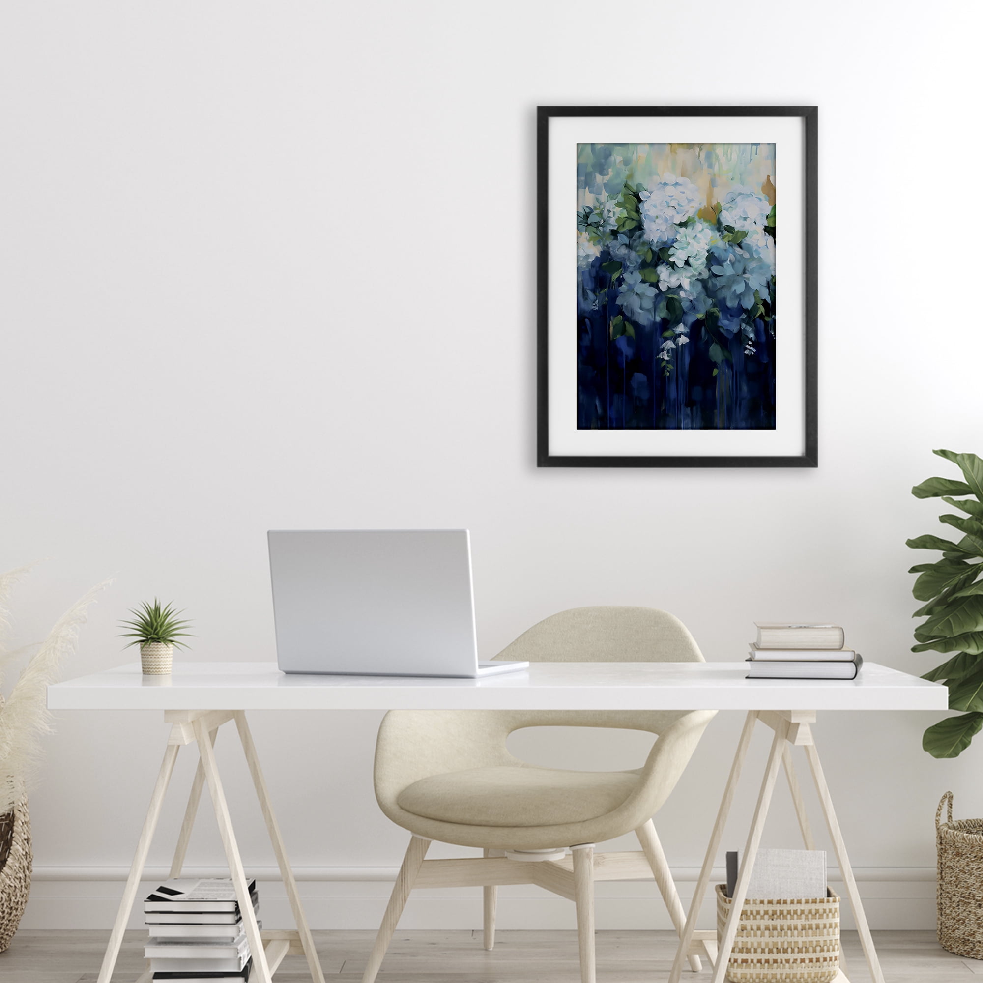 Stupell Industries Lush Blue Hydrangea Abstract Black Framed Print Under Glass, design by Gina Kelly