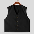 thumbnail image 6 of JUUYY Men's Summer 2 Piece Outfits Button Down V Neck Vest Waistcoat and Shorts Casual Set with Pockets Sleeveless Matching Sets Black XL, 6 of 9