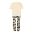 thumbnail image 4 of Yeaiivve Two Piece Summer Outfits for Women Casual Cotton Linen Sets Oversized T Shirts Camo Capri Pants Lounge Resort Wear Khaki S, 4 of 6