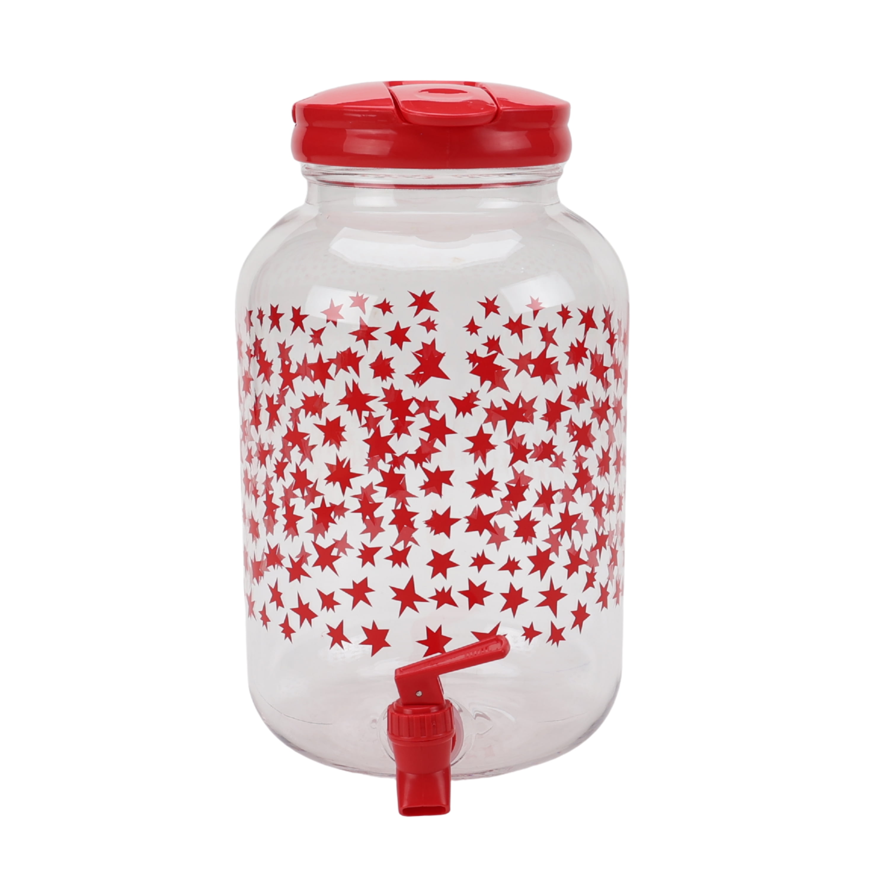 Mainstays 1.2-Gallon Acrylic Star Beverage Dispenser, Red