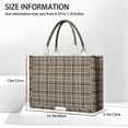thumbnail image 3 of Large Capacity Tote Bag,Brown Beige Plaid Checkered Pattern Handbag Fashion Luxury Tote Bag,15.7"x13"x 5.1" Inches,Laptop Compatible, 3 of 6
