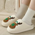 thumbnail image 6 of Daznico Women's Couple Plush Slippers Lightweight Cozy Home Indoor Outdoor Non-Slip Warm Christmas Reindeer Print House Shoes,Size:6, 6 of 7