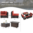 thumbnail image 5 of TANGJEAMER 12 Piece Patio Furniture Set with Fire Pit Table, All Weather Outdoor Sectional PE Rattan, Patio Conversation Sets with Cushions and Glass Coffee Table for Garden Lawn Balcony, Red, 5 of 10