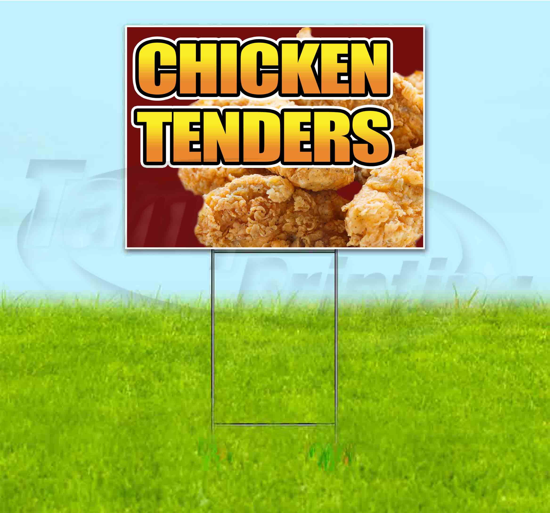 Chicken Tenders (18" X 24") Yard Sign, Includes Metal Step Stake