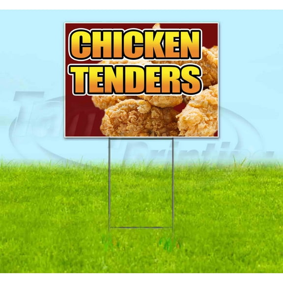 Chicken Tenders (18" x 24") Yard Sign, Includes Metal Step Stake