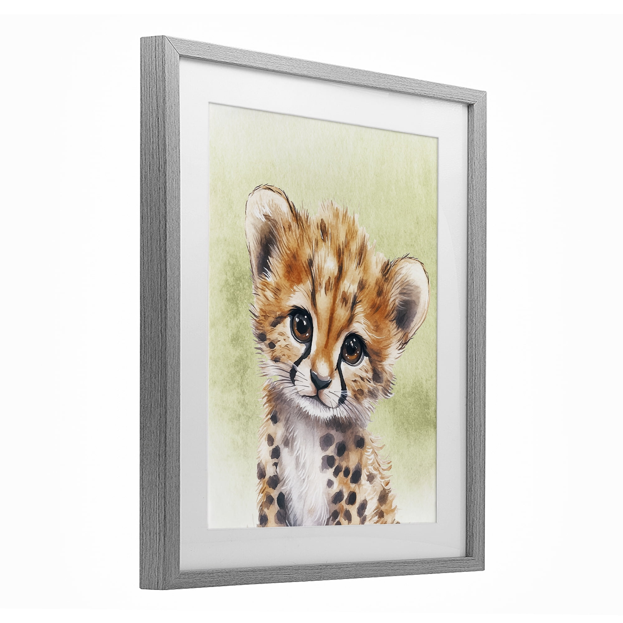 Stupell Industries Jungle Friends Baby Cheetah Gray Framed Print Under Glass, design by Christine Simpson Art