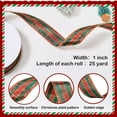 thumbnail image 2 of Triani 1 Inch Christmas Checkered Plaid Ribbon 25Yard Grosgrain Stripe Ribbon Woven Edge Gingham Ribbon for Gift Wrapping Crafts Party Home Decoration, 2 of 7