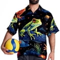 thumbnail image 4 of Starry Sky Frog Men's Casual Button Down Short Sleeve Hawaiian Printed Summer Beach Shirts, 4 of 6