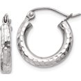 thumbnail image 1 of 14K White Gold Diamond-Cut 3mm Round Hoop Earrings (16 X 3) Made In Peru tc255, 1 of 6