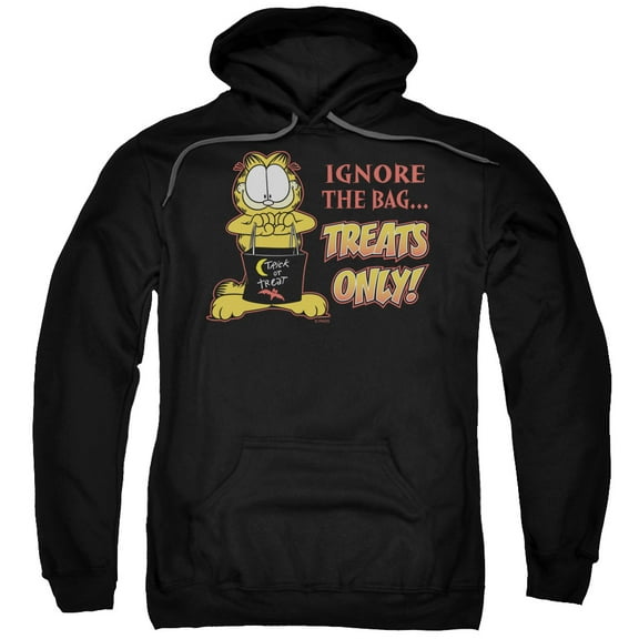 Garfield Treats Only Adult Pullover Hoodie Sweatshirt Black