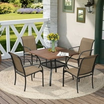Vicllax Outdoor Patio Dining Set for 4 Metal Modern Style for Lawn 37.8"Lx37.8"Wx28.7"H (5 Pcs)