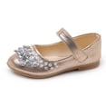 thumbnail image 4 of YHAJDS Girl's Leather Shoes Solid Color Rhinestone Design Casual Dance Flats, 4 of 5
