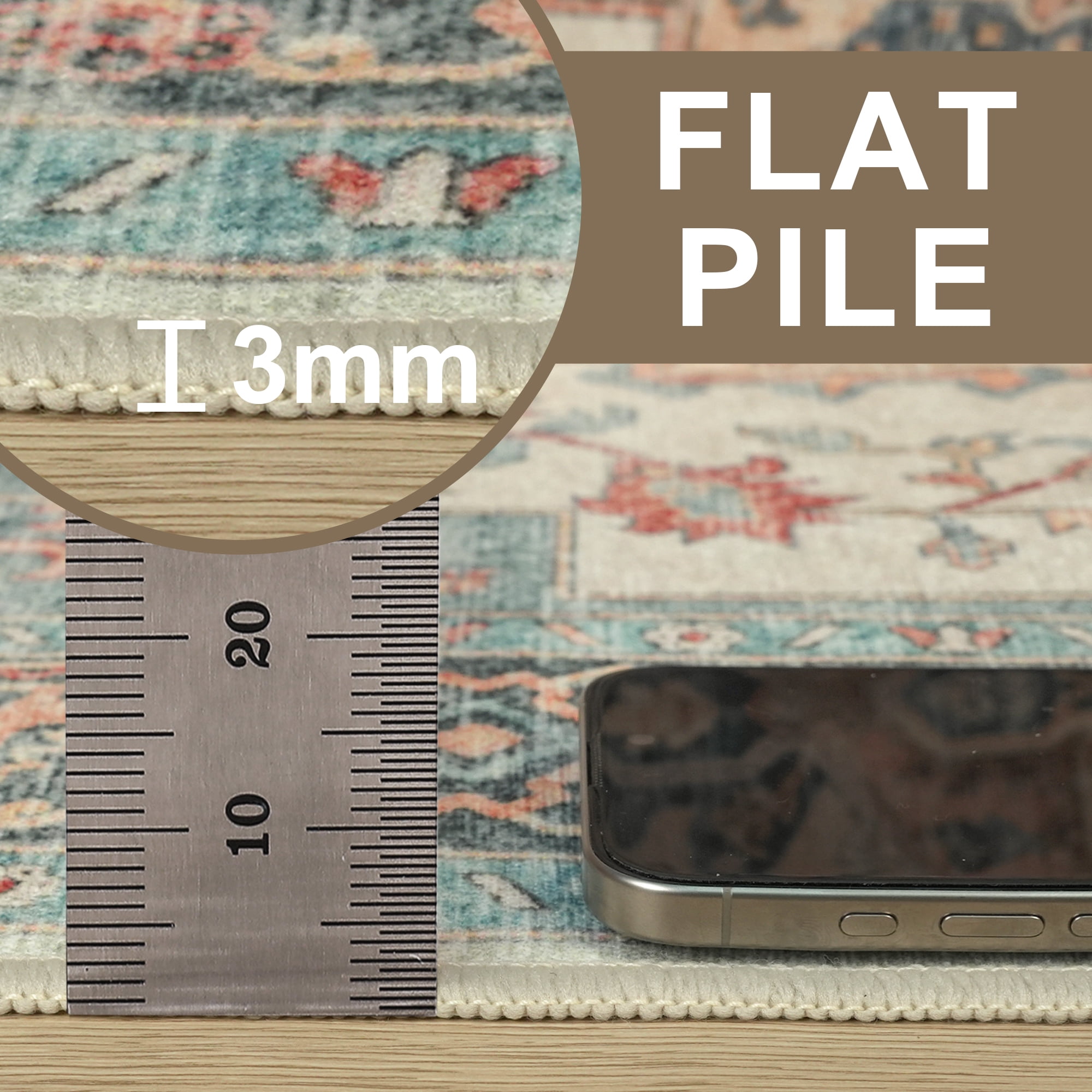 KUETH 5X7 Area Rugs for Living Room, Non Slip Machine Washable Retro Rugs, Ultra-thin Print Rug for Bedroom, Dining Room, Home Office.