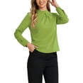 thumbnail image 4 of BLUSA DE CHIFFON CON CUELLO ALTO INSPIRADA EN CHIC OTOÑO INVIERNO PARA MUJERES, CAMISA DE MANGA LARGA DE NEGOCIOS CASUAL TAMAÑO XS VERDE, 4 of 6