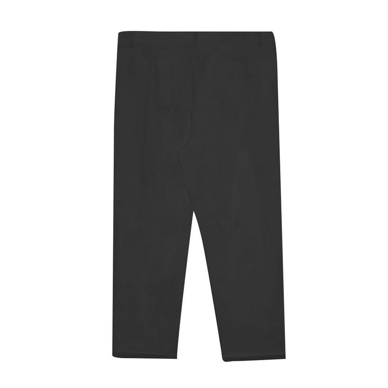 Ovticza Men's Cotton Linen High Waist Wide Leg Pants Loose