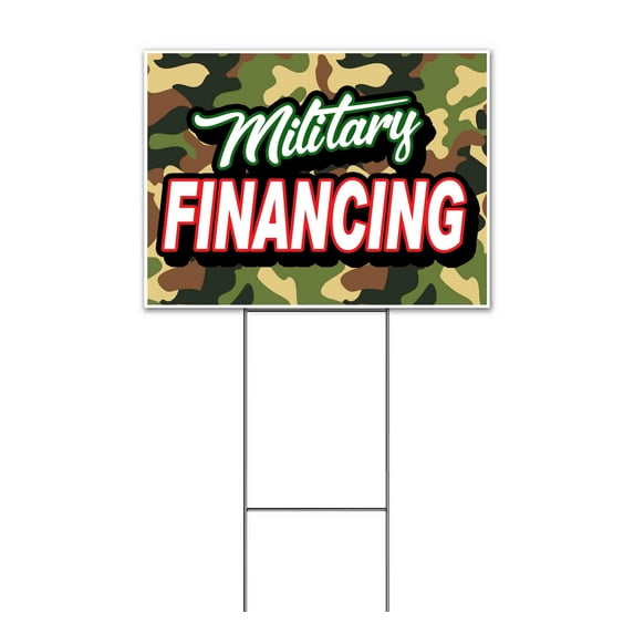 Military Financing (18" x 24") Yard Sign, Includes Metal Step Stake
