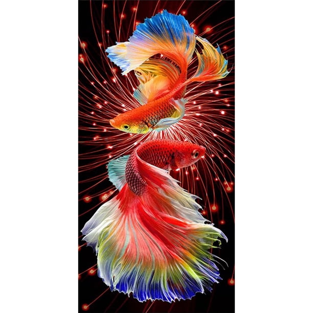 5D DIY redondo taladro diamante pintura pez dorado arte mosaico hogar habitación decoración regalo FLhrweasw Nuevo