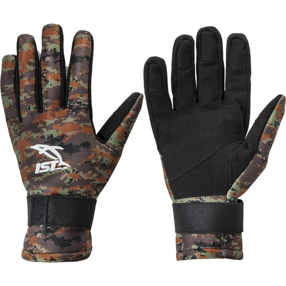 IST GLA01-09 2mm Camouflage Neoprene Spearfishing Glove with Amara Palm (Blue / Medium)