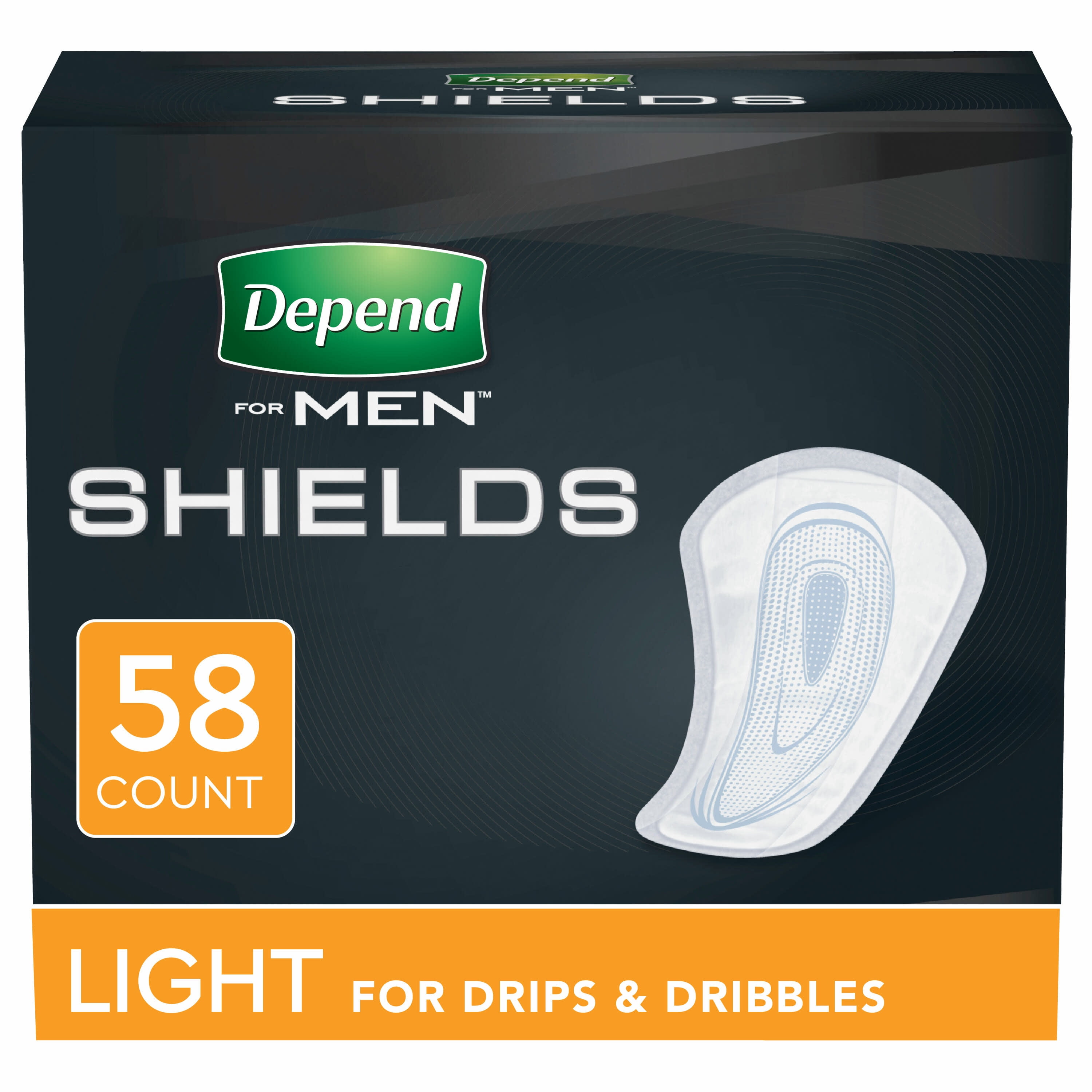 Depend Shield Incontinence Pads for Men Bladder Control Pads, Light, 58ct