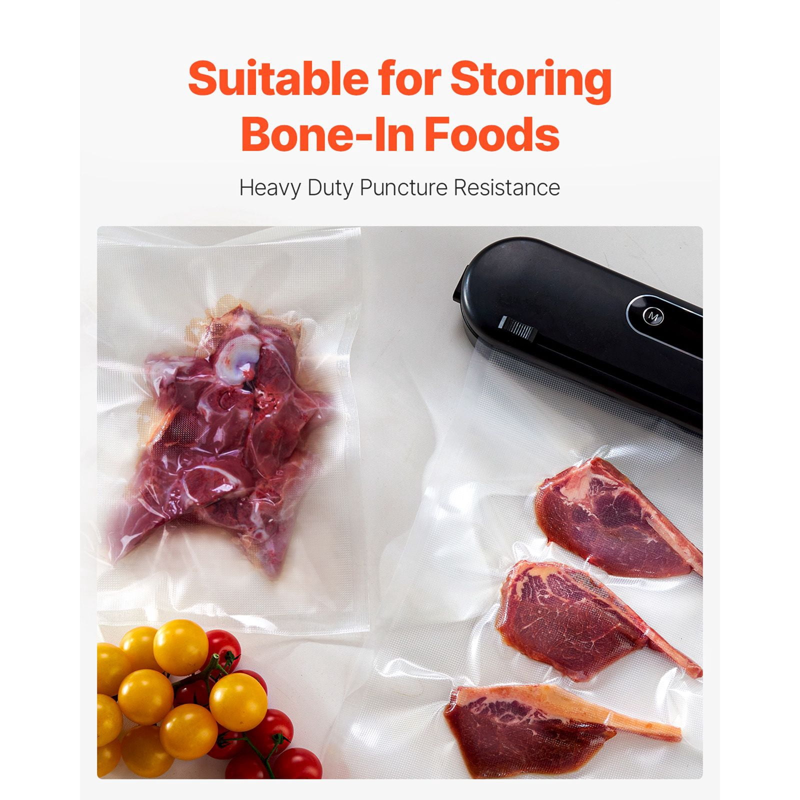 Vacuum Sealer Bags 200-Pack 8x12 Inch Food-Grade BPA-Free for Food Preservation