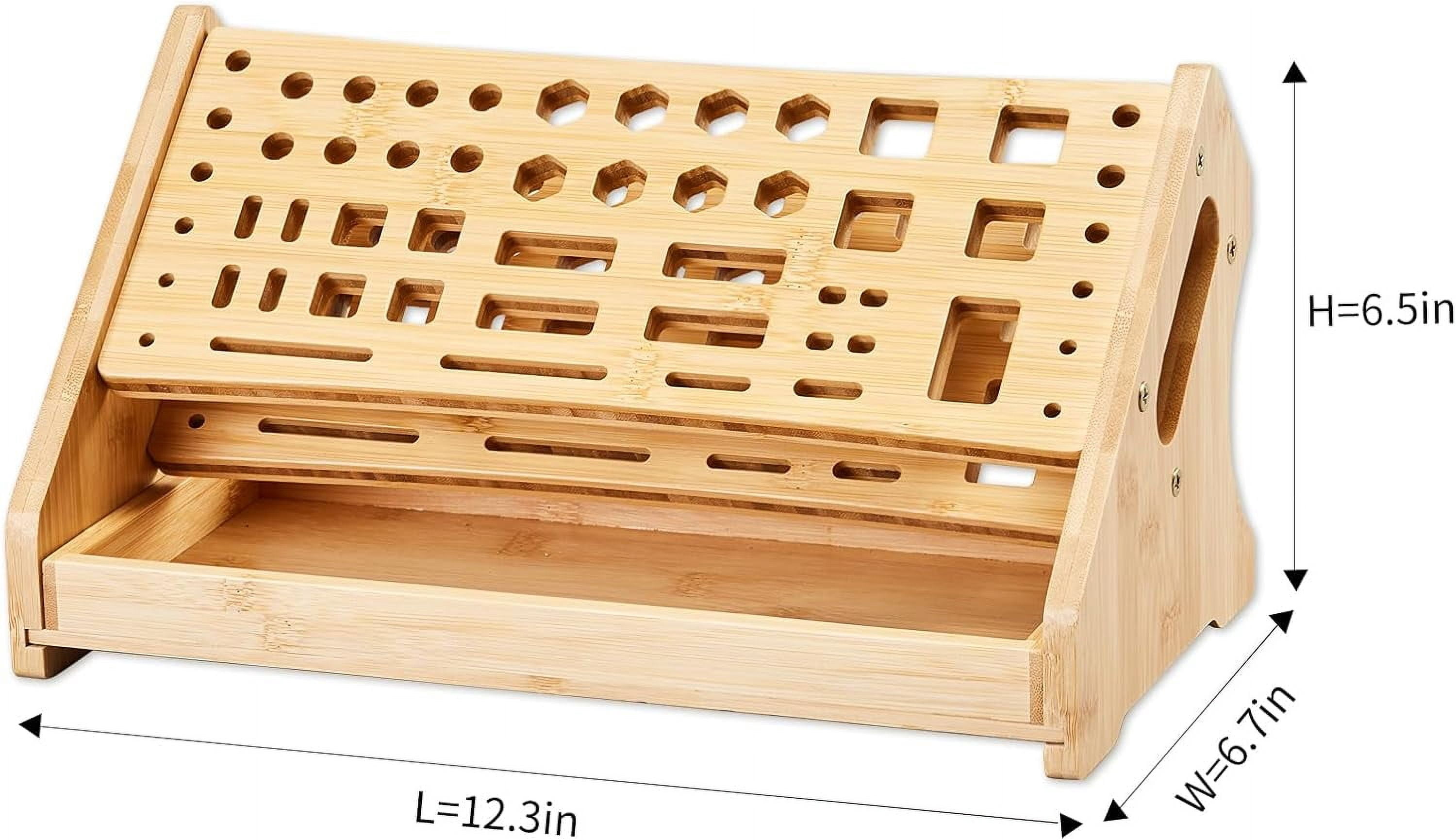 Bamboo Screwdriver Organizer Desktop Hand Tool Holder and Repair Tool Storage Stand Box