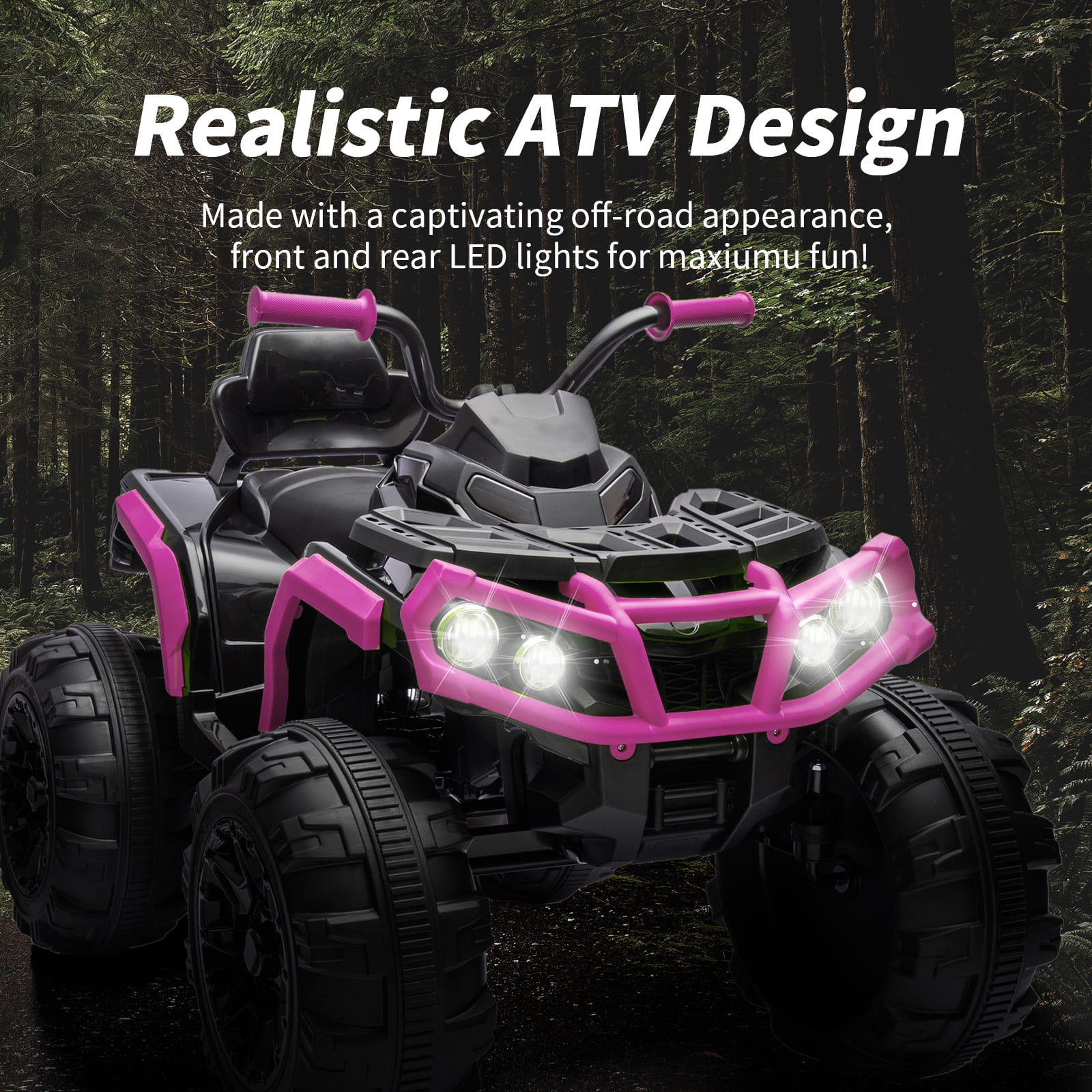 Hikiddo Kids ATV 4 Wheeler, 24V Kids Ride on Toy for Big Kid w/Bluetooth, 400W Motor - Pink