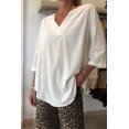 thumbnail image 1 of Women's Casual V Neck Solid Color T-Shirt Three Quarter Sleeve Top, 1 of 5