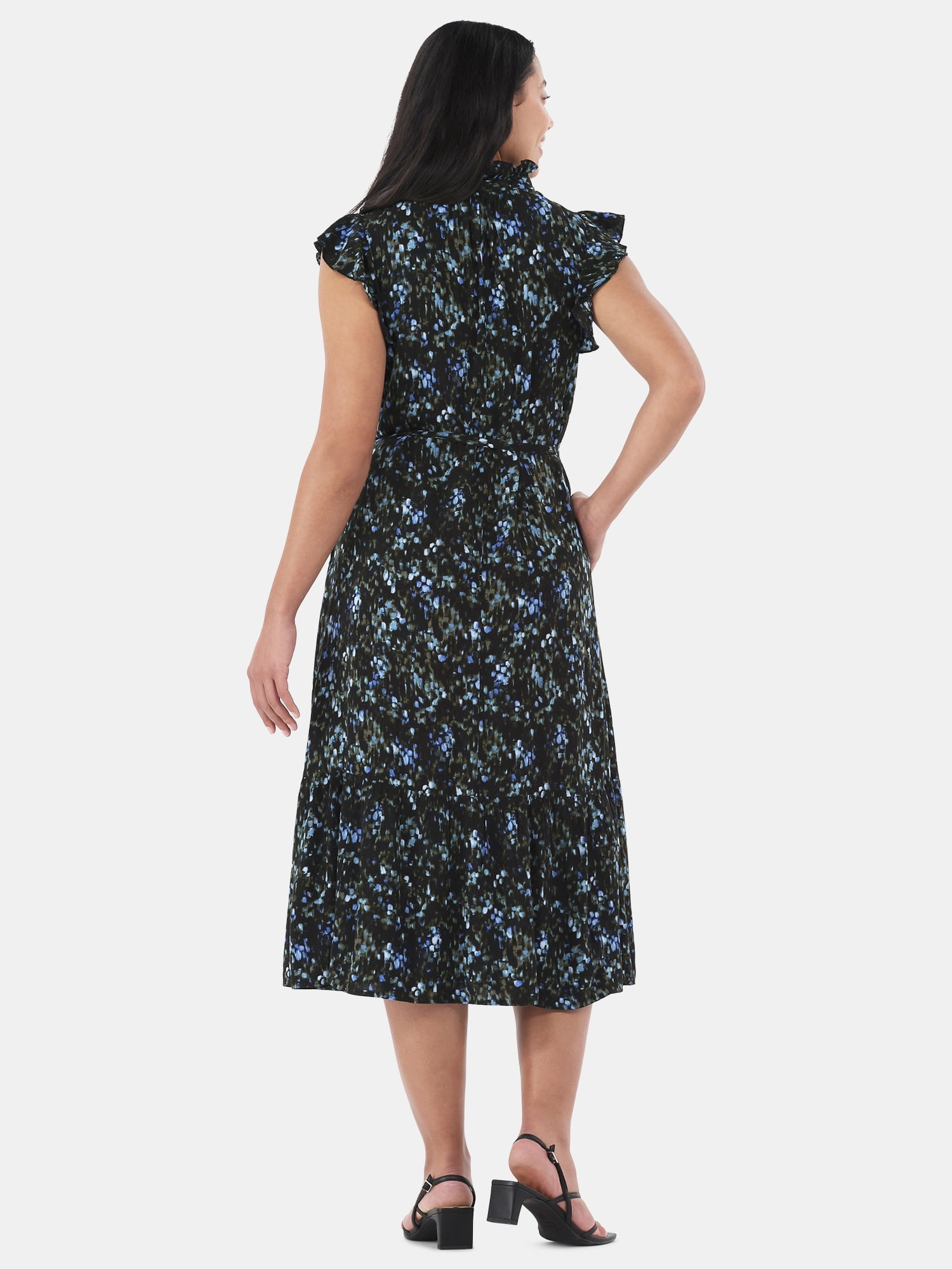 Time and Tru Women's Flutter Sleeve Midi Dress, Sizes XS-XXXL