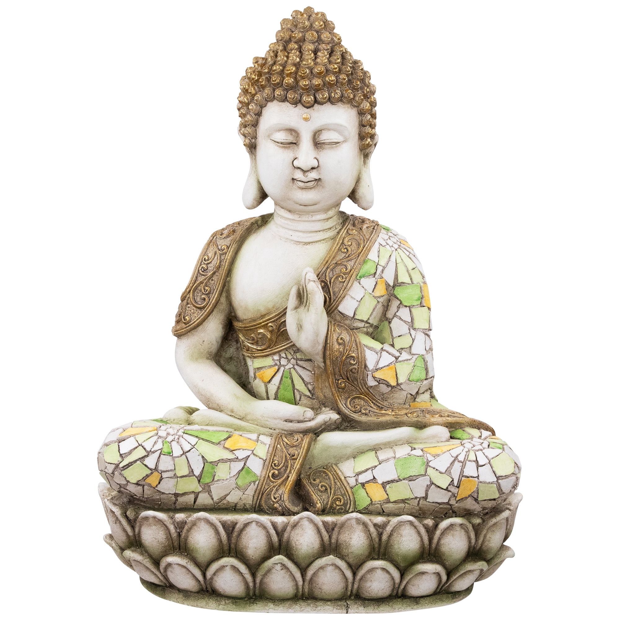 Northlight Meditating Mosaic Buddha Outdoor Ceramic Garden Statue - 19.5"