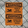thumbnail image 5 of (2 Pack) Swim At Your Own Risk With Symbol Bilingual OSHA Warning Sign 18 Inch X 24 Inch Plastic Sign, Weather Resistant, UV Protected for Workplace, Business, and Construction Site,, 5 of 8