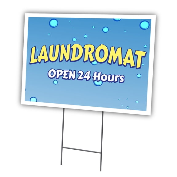 Laundromat 18" X 24" Yard Sign & Stake | Advertise Your Business | Stake Included Image On Front Only | Made in The USA