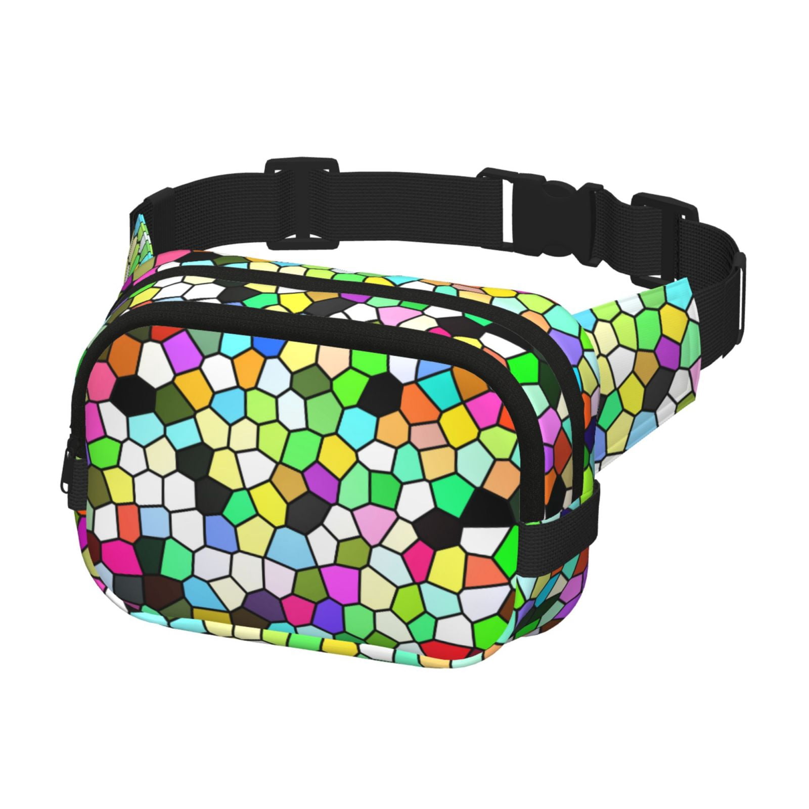 Kuqiui Colorful Tie Dye Stained Glass Print Fanny Packs for Women Cross Body Waist Bag Fashionable Fanny Pack Designer Workout Hiking Waist Pack Running Travel Gym